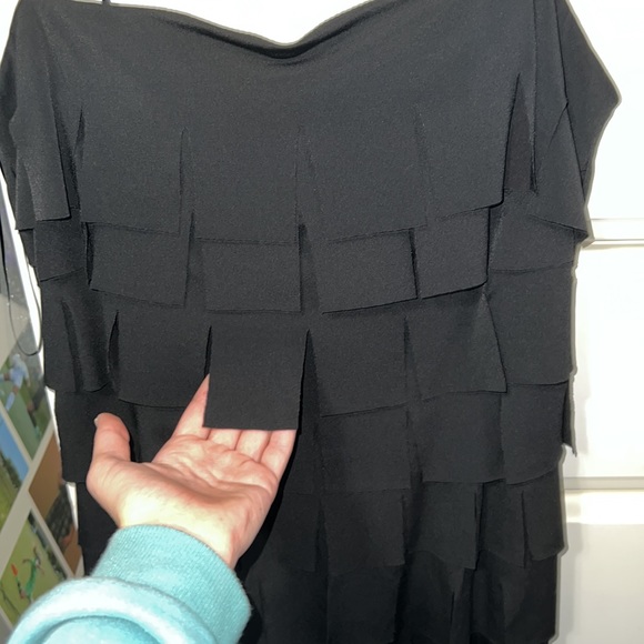 JS Collections black dress with ruffles size 12 - Picture 2 of 7